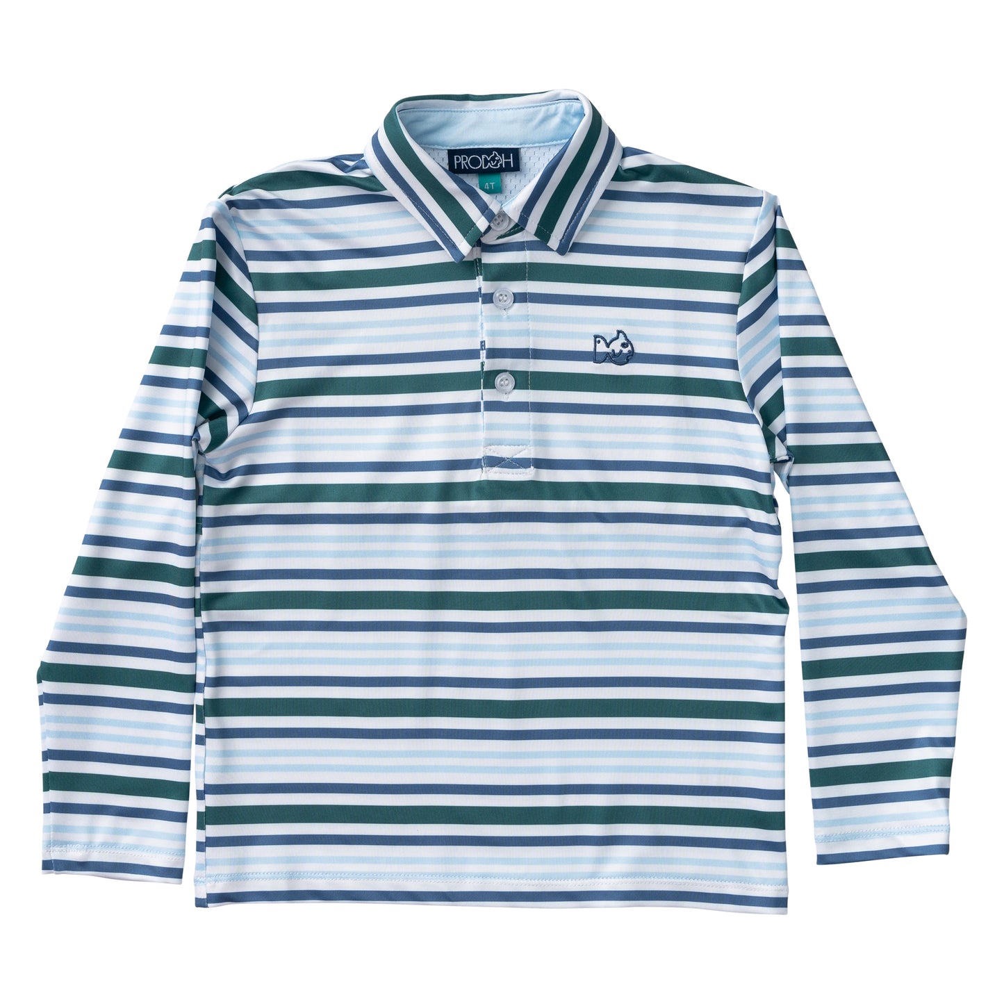 Prodoh Pro Performance Long Sleeve Polo Spruce Stripe