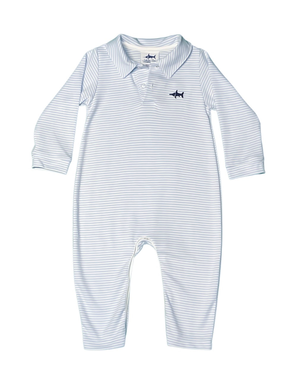Saltwater Boys Signature Polo Romper - Blue Stripe
