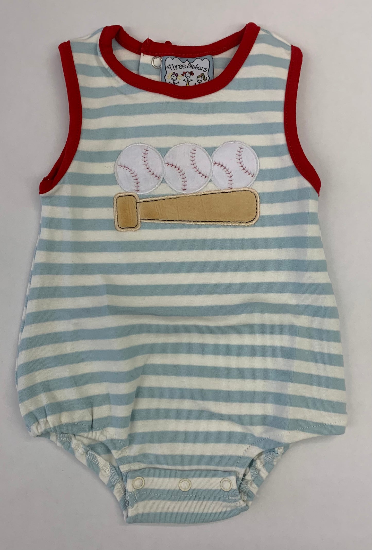 Three Sisters Boys Baseball Applique Bubble
