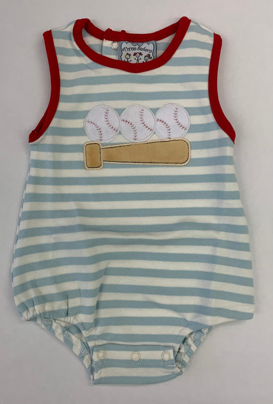 Three Sisters Boys Baseball Applique Bubble