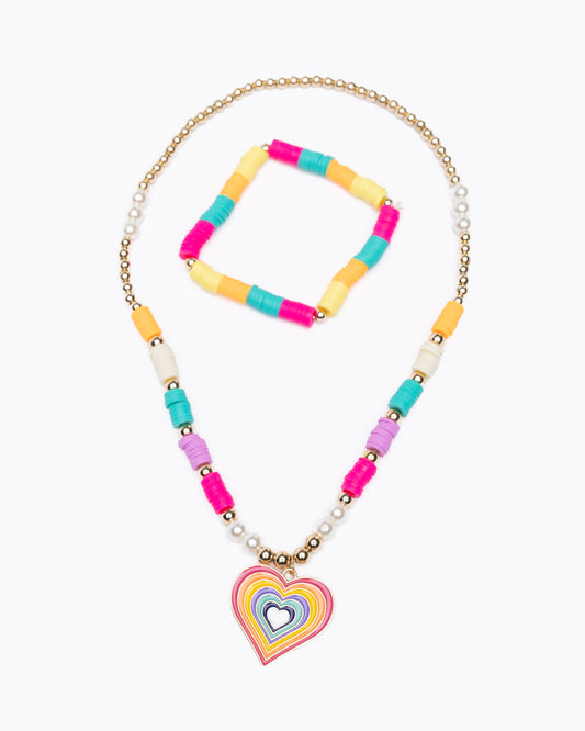 Great Pretenders Rainbow Love Necklace and Bracelet Set