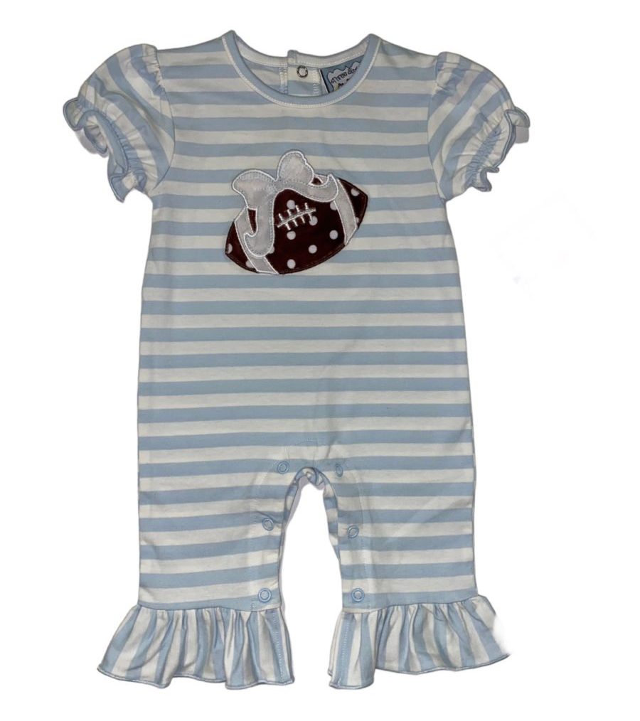 Three Sisters Blue Football Girls Romper