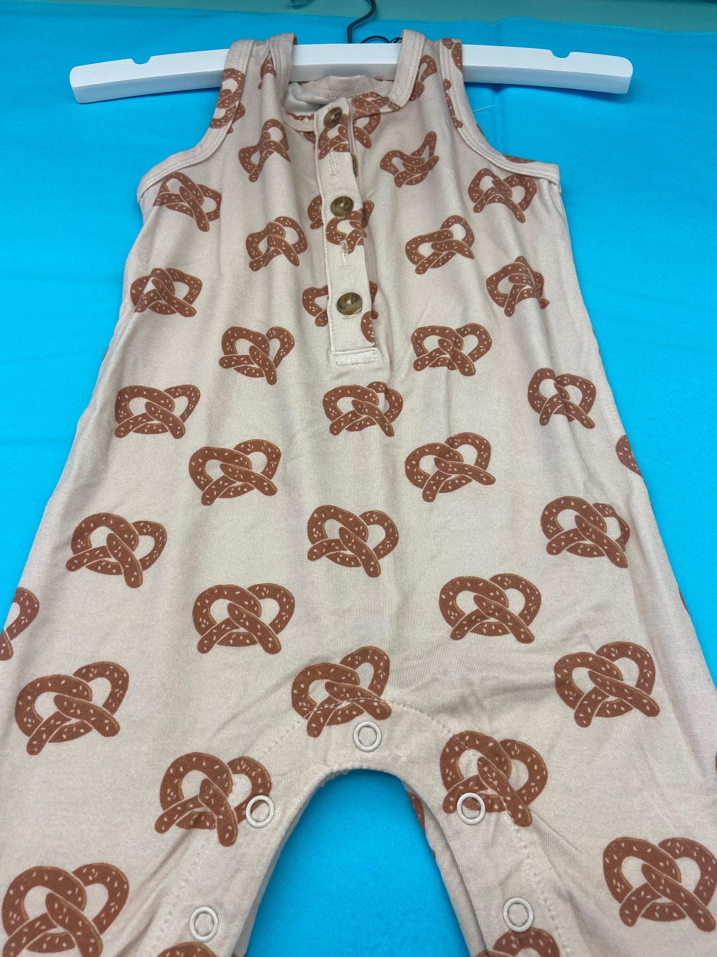 Baby Sprouts Henley Tank Romper - Pretzels