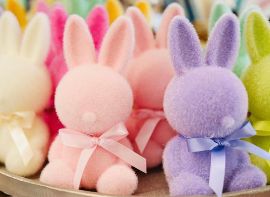 Flocked Sitting Bunny 7"