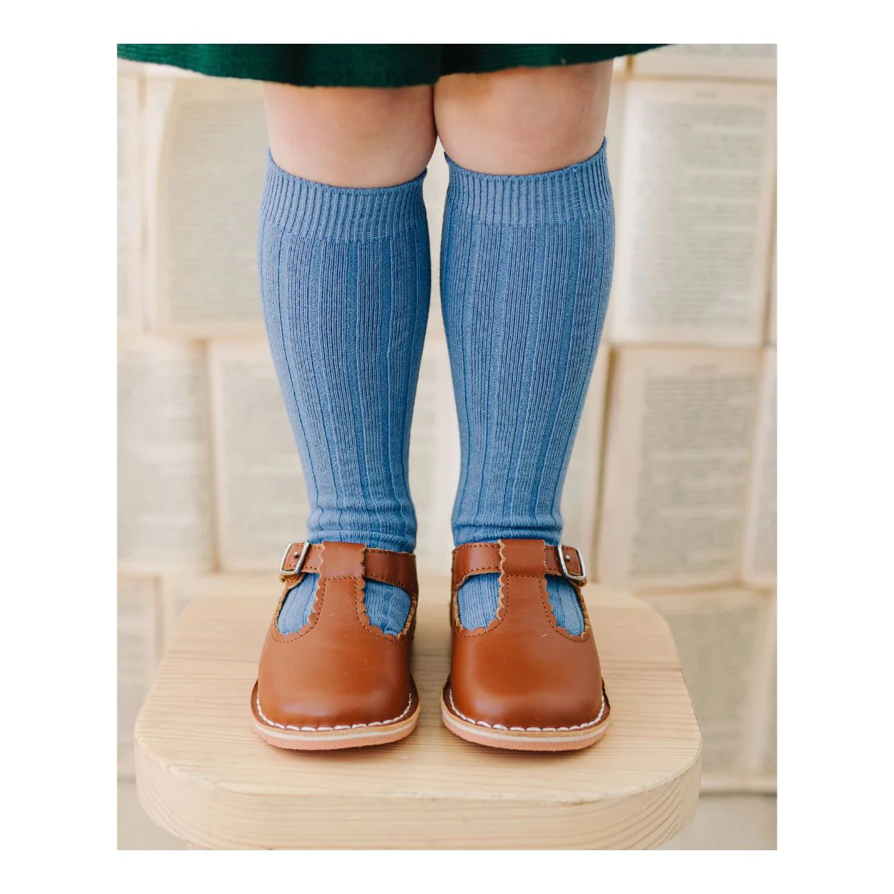 L'amour Selina Scalloped T-Strap Mary Jane - Cognac