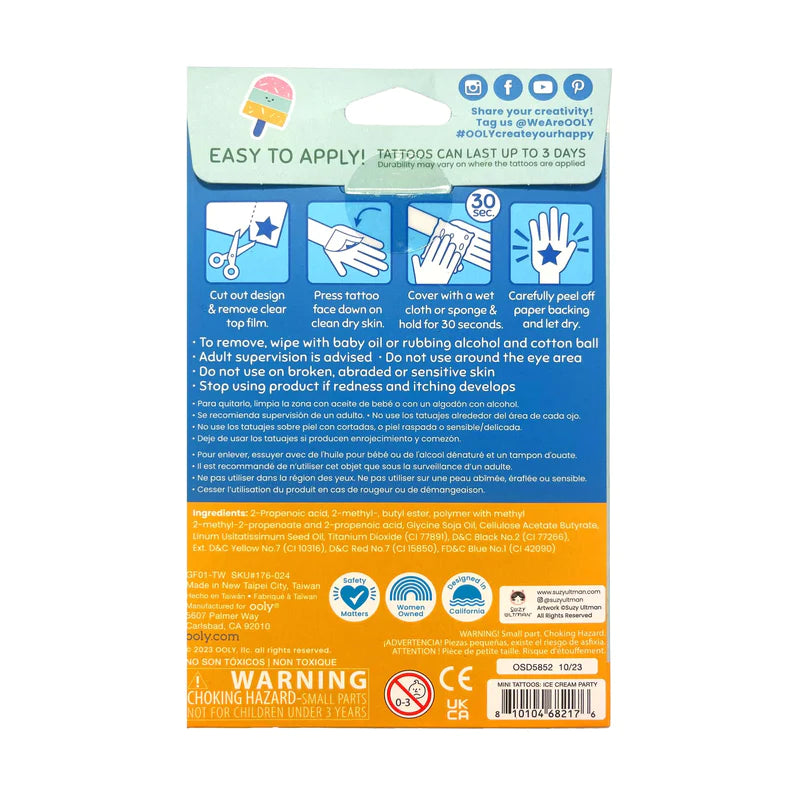 Mini Tattoo Palooza Temporary Tattoos - Ice Cream Party