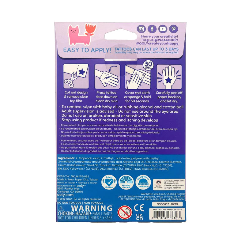 Mini Tattoo Palooza Temporary Tattoos - Pawsitive Cats