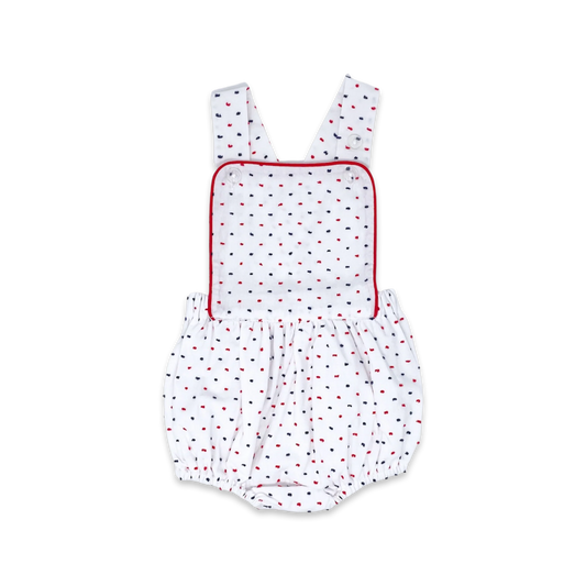 Lullaby Set Arthur Apron - Navy/Red Swiss Dot