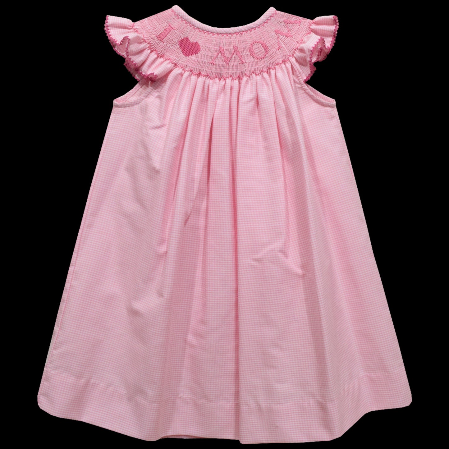Viva La Fete I Love Mom Smocked Pink Check