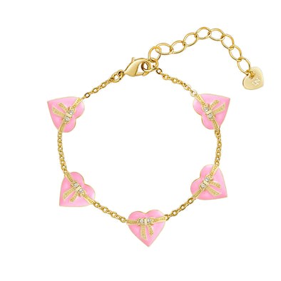 Lily Nily Heart & Ribbon Bow Link Bracelet