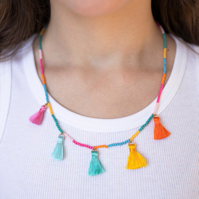 Calico Sun - Beaded Tassel Necklace