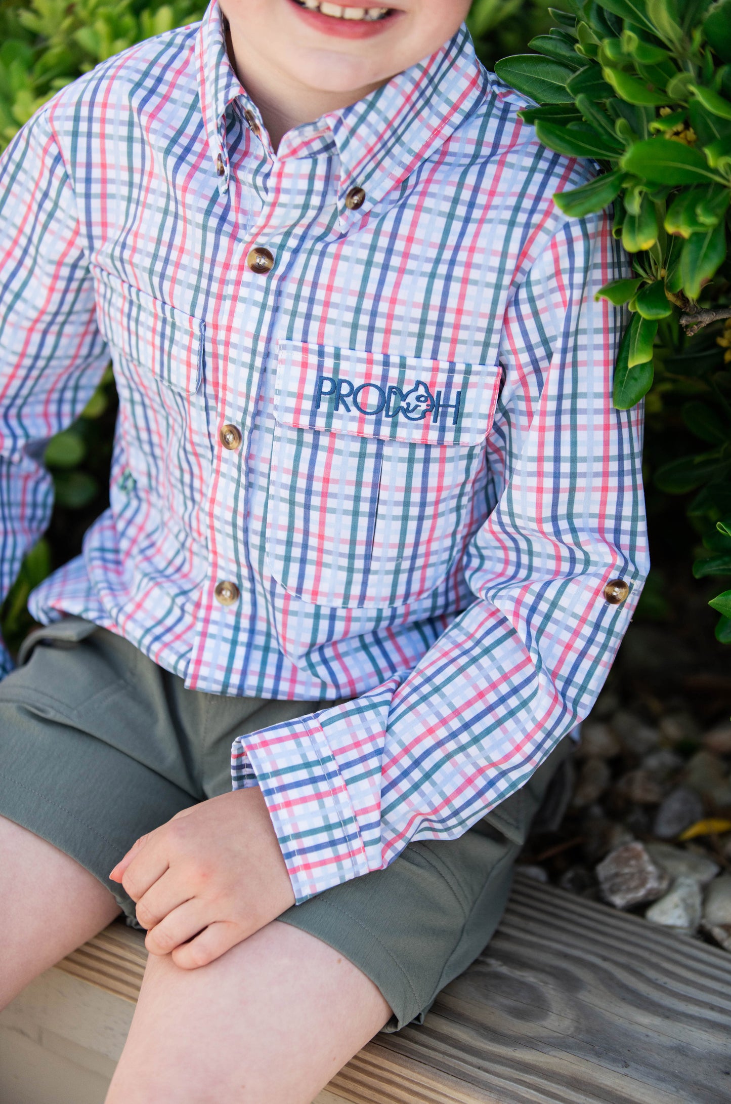 Prodoh Founders Kids Fishing Shirt Tea Rose Plaid