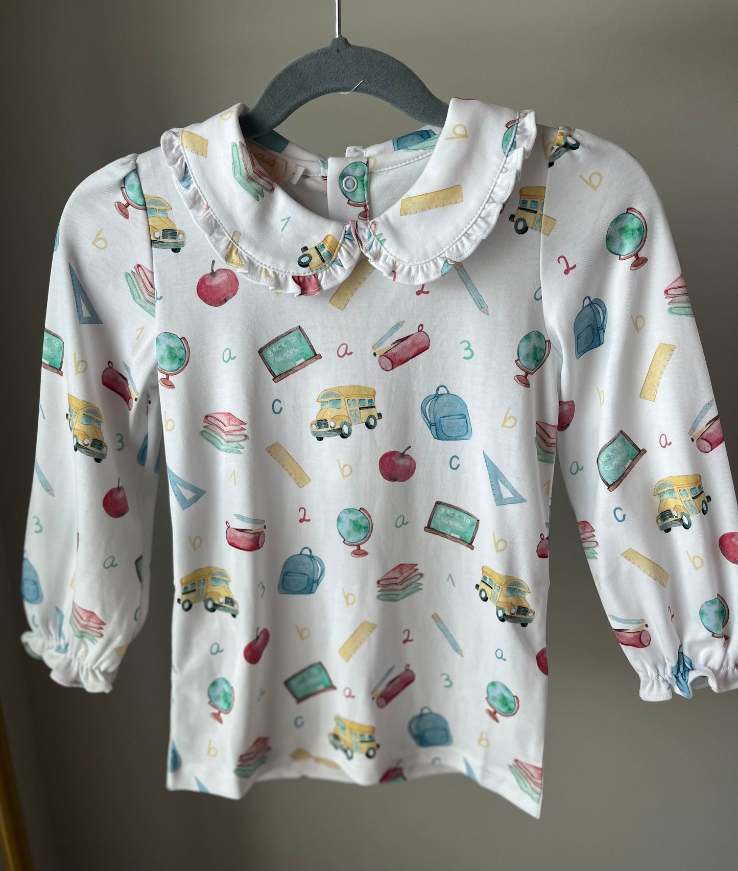 Baby Club Chic Back To School Long Sleeve Tee with Round Collar