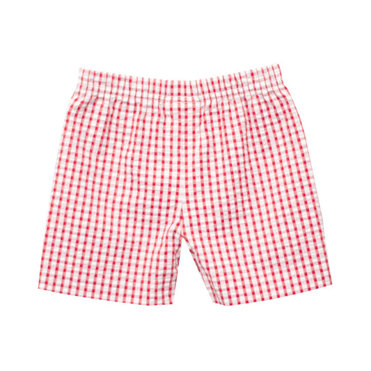 Zuccini Kids Construction Leo Short Red Seersucker