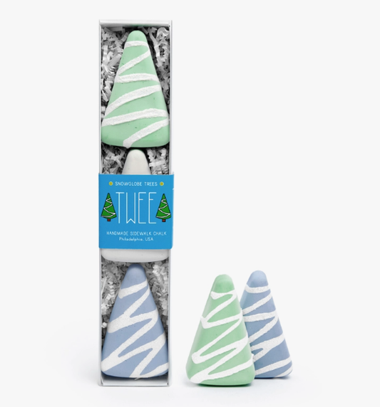 Twee Snowglobe Trees Sidewalk Chalk