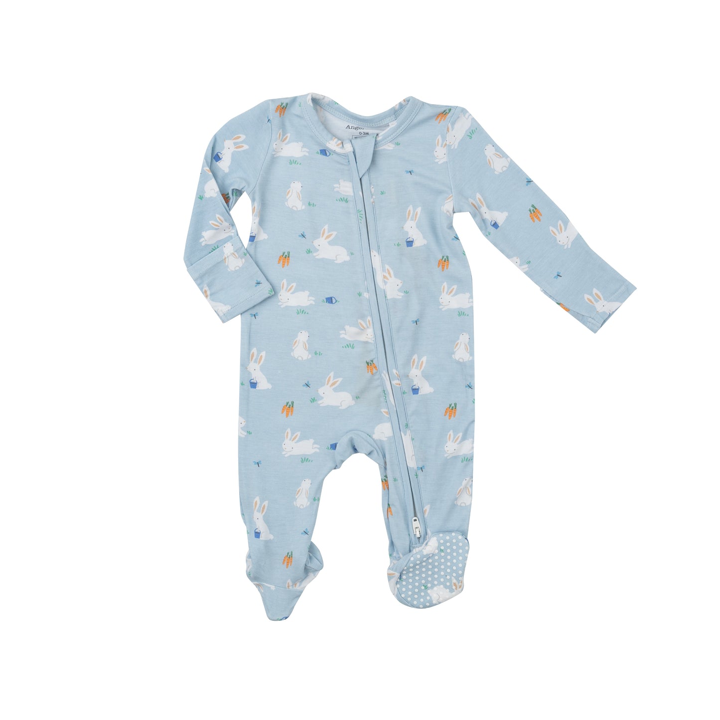 Angel Dear Bunny Carrots in Blue Zipper Footie