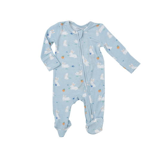 Angel Dear Bunny Carrots in Blue Zipper Footie