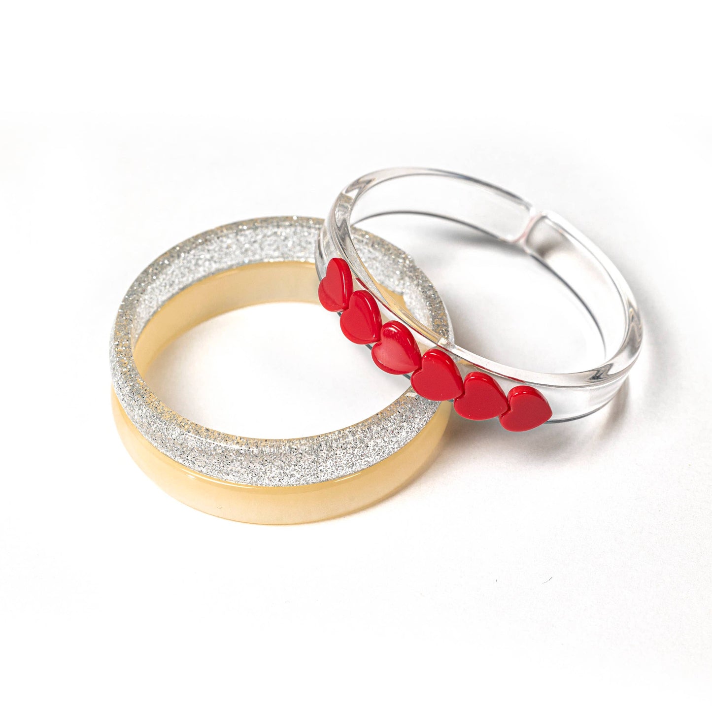 Lilies & Roses Centipede Red Hearts Bangle Set