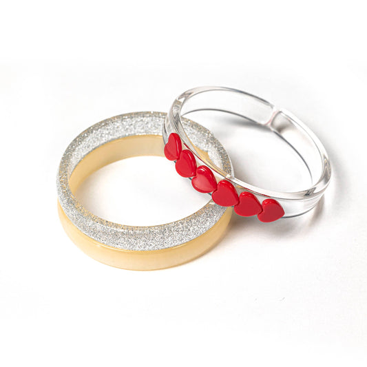 Lilies & Roses Centipede Red Hearts Bangle Set