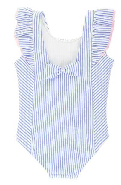 Periwinkle Blue Seersucker Waterfall One Piece