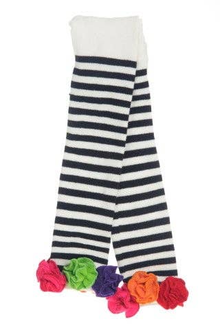 Striped Leggings w/Fleece Flowers