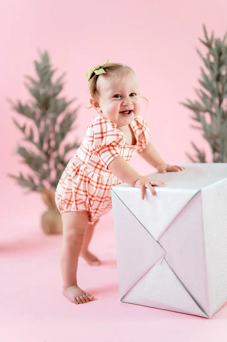 Ollie Jay - Puff Romper in Scarlet Plaid