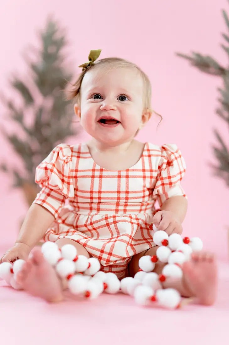 Ollie Jay - Puff Romper in Scarlet Plaid