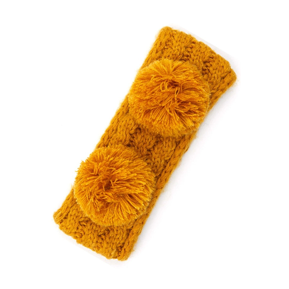 C.C Double Pom Kids Head Wrap With Fuzzy Lining