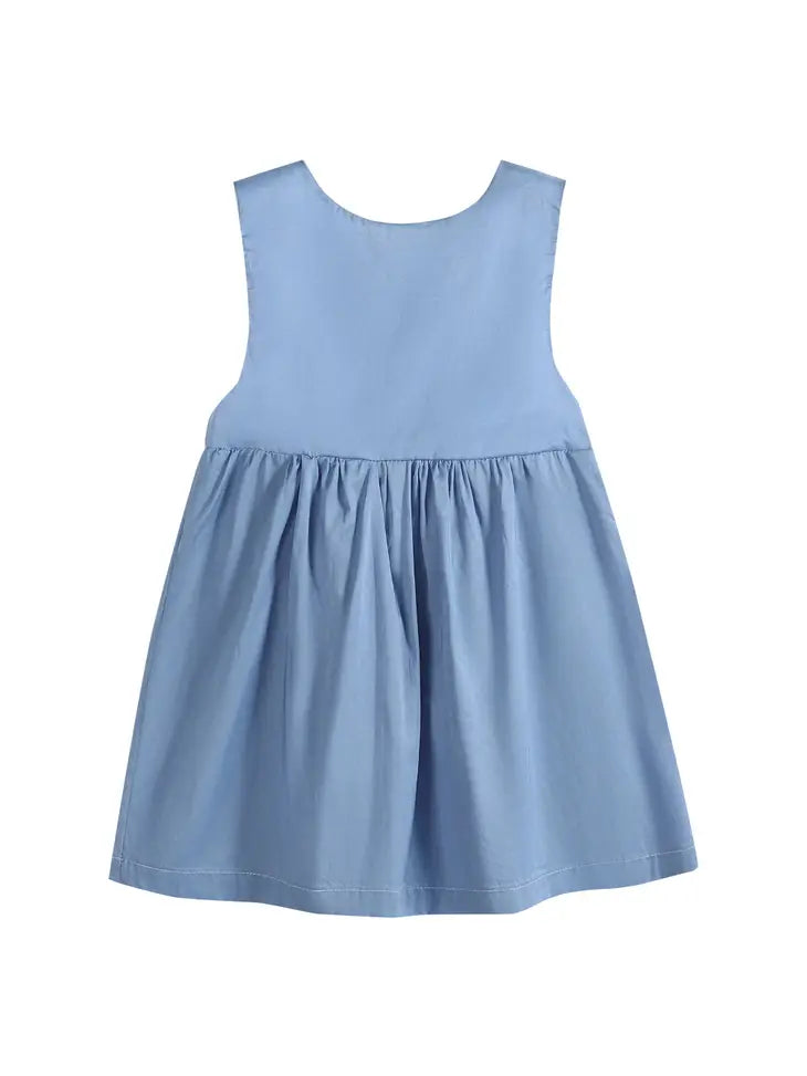 Lil Cactus Denim Blue Halloween Boo Dress with Big Bow