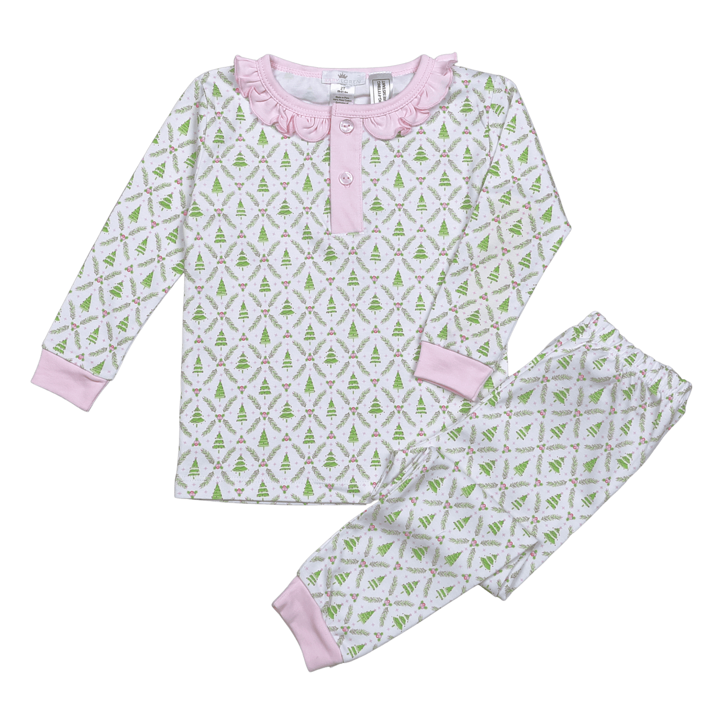 Baby Loren Pink Christmas Trees 2PC PJ's