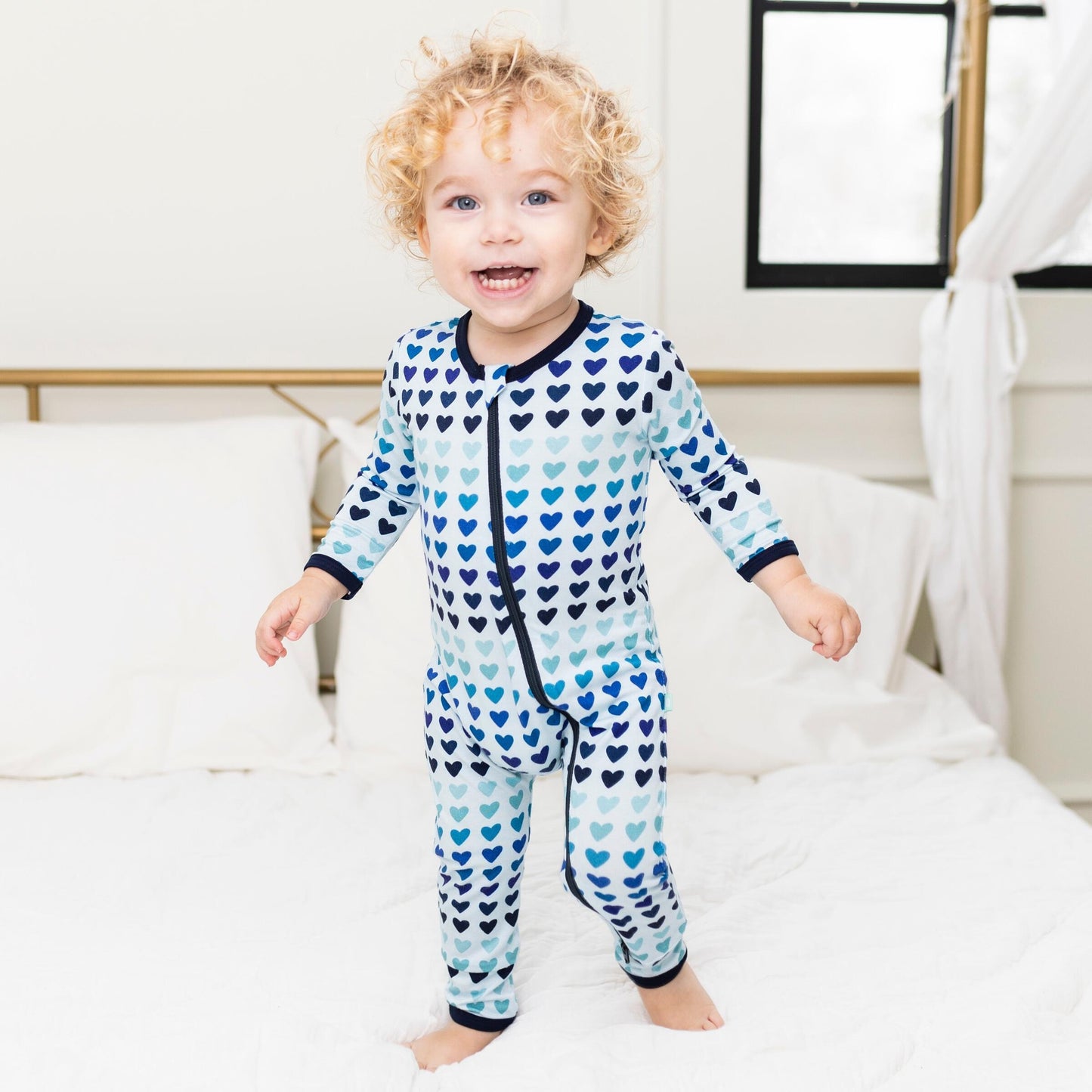 Macaron + Me Rainbow Blues Hearts - 2 pc Pajamas
