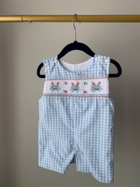 Lulu Bebe Crab Smocked Shortall