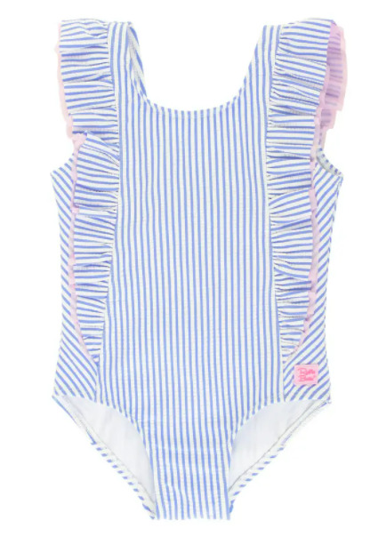 Periwinkle Blue Seersucker Waterfall One Piece