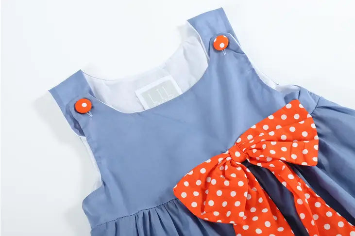 Lil Cactus Denim Blue Halloween Boo Dress with Big Bow