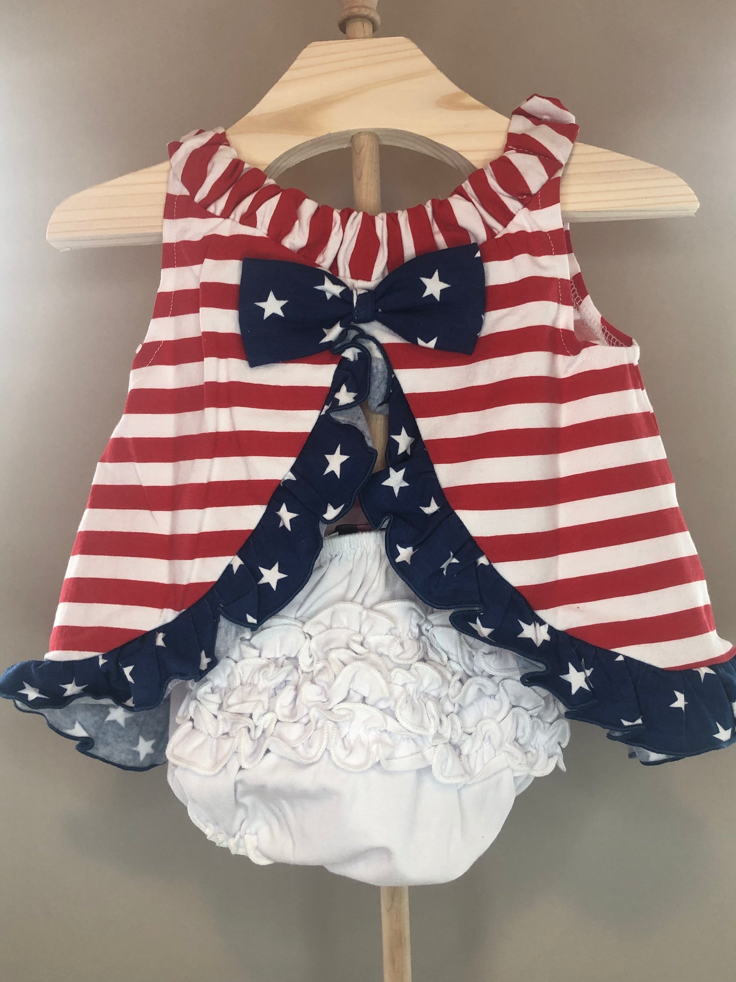 AnnLoren 4th of July Ruffle Swing Tank Top Set with Diaper Cover