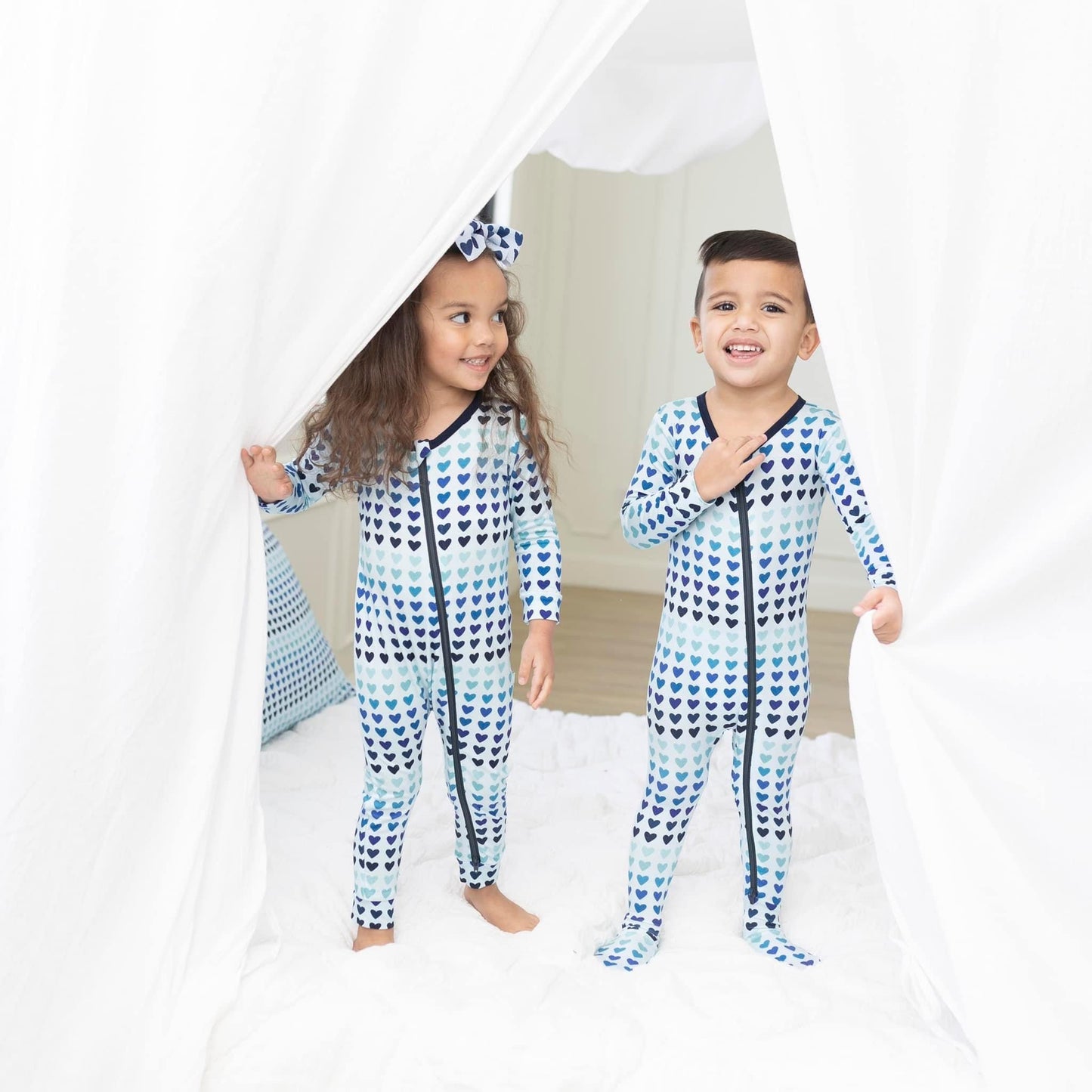 Macaron + Me Rainbow Blues Hearts - 2 pc Pajamas