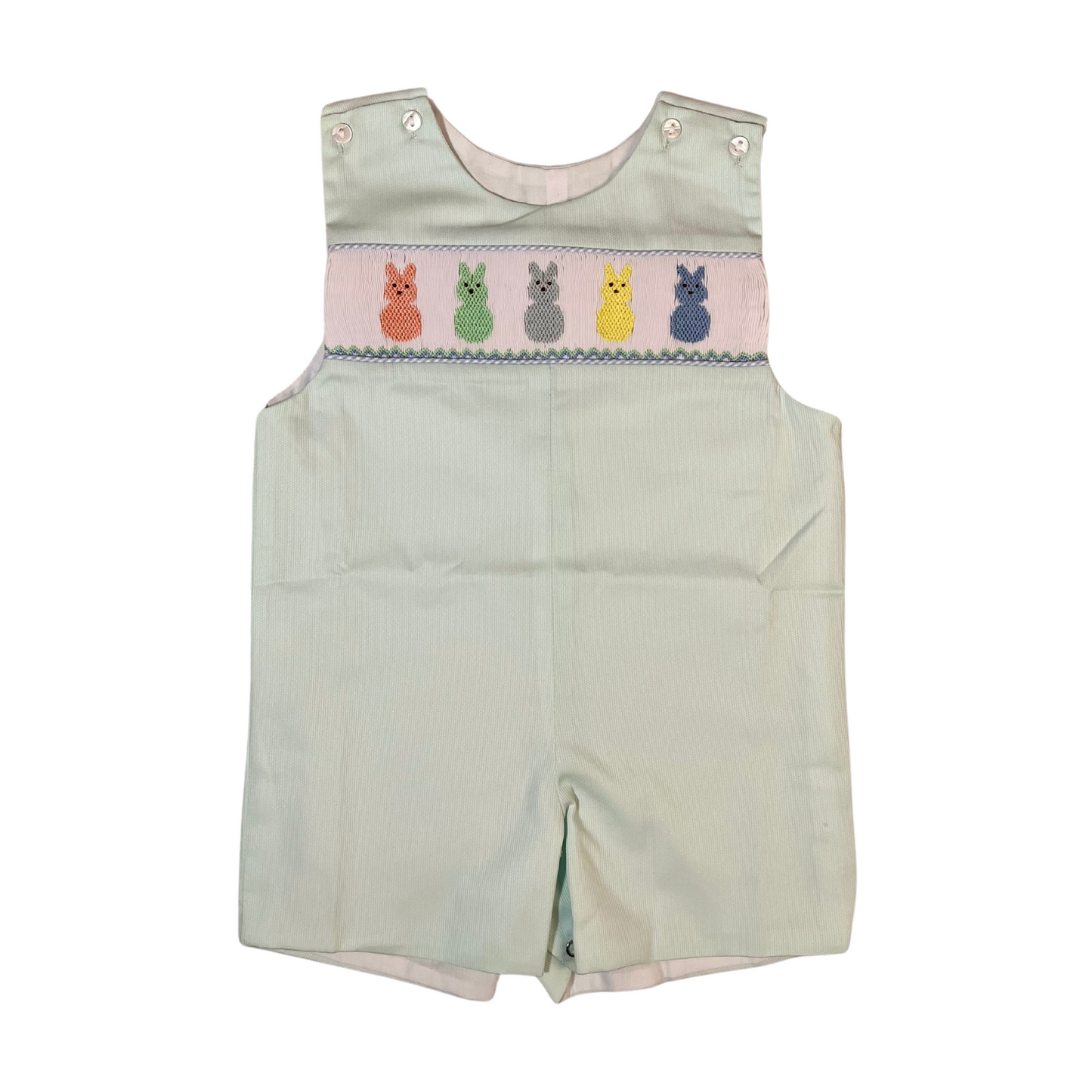 Lulu Bebe Bunny Smocked Mint Shortall