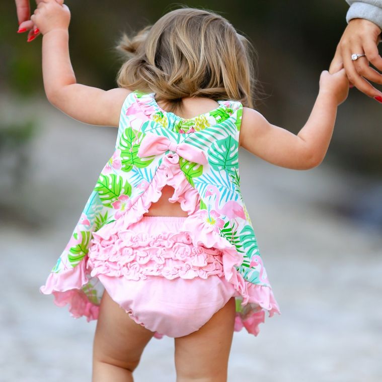 AnnLoren Pink Knit Ruffled Bloomer Diaper Cover