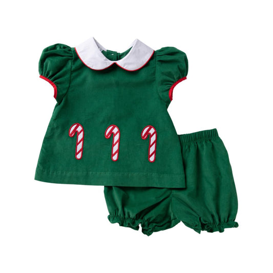 City Beautiful Candy Cane Corduroy Bloomer Set