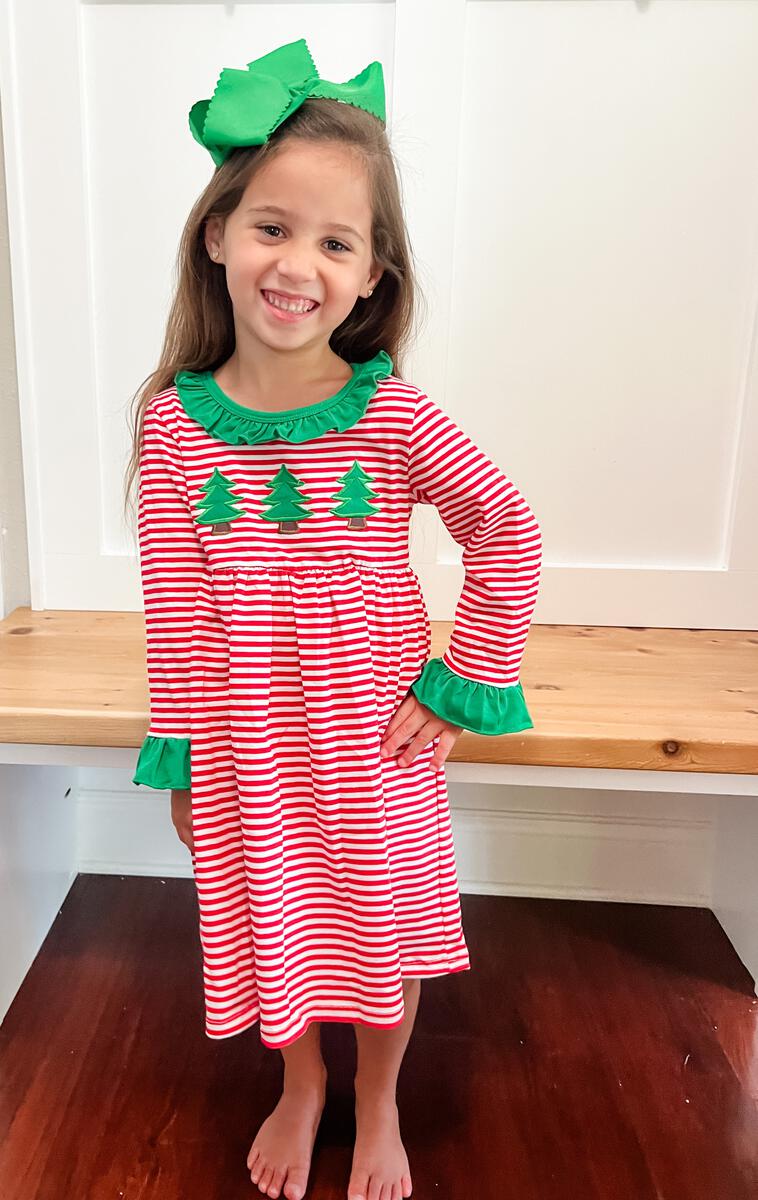 City Beautiful Striped Christmas Tree Dress