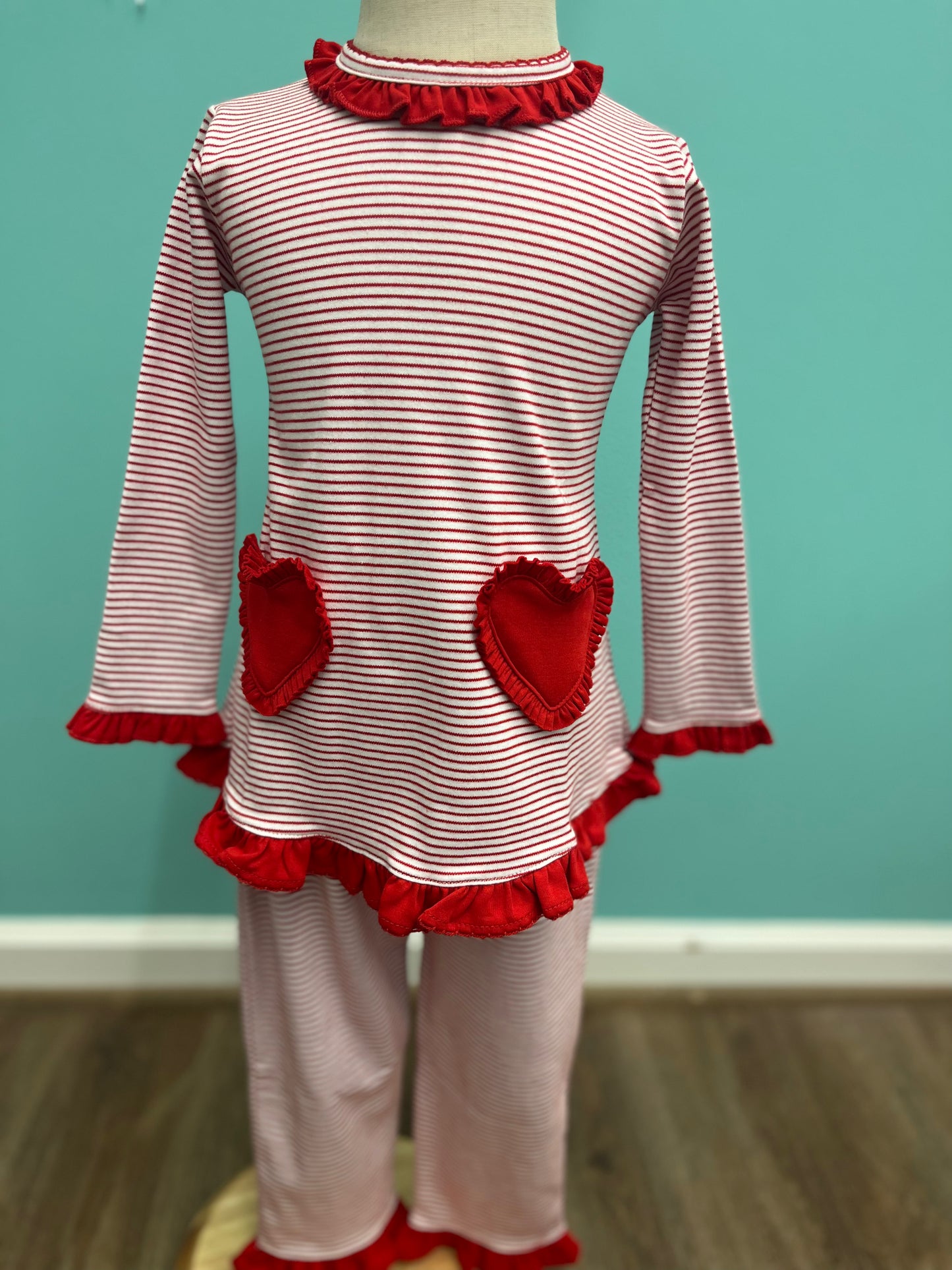 Squiggles Heart Pockets Ruffle Pant Set