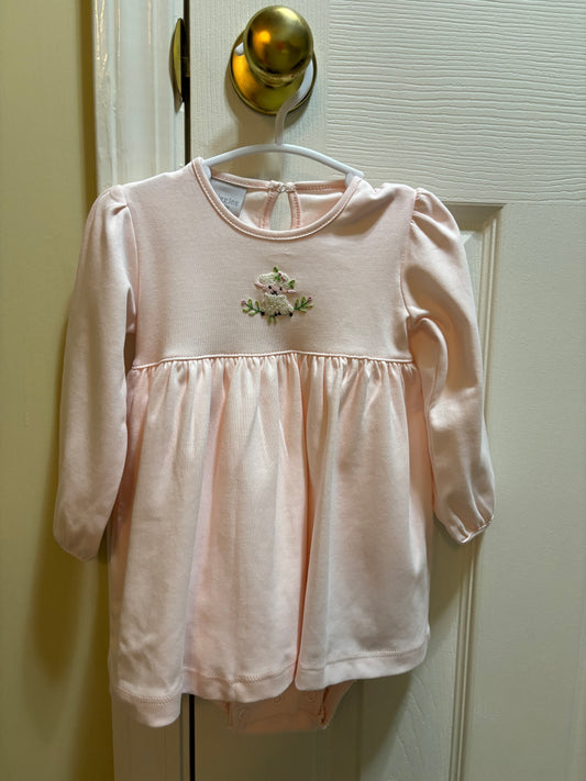 Squiggles Pale Pink Lamb LS Onesie Dress