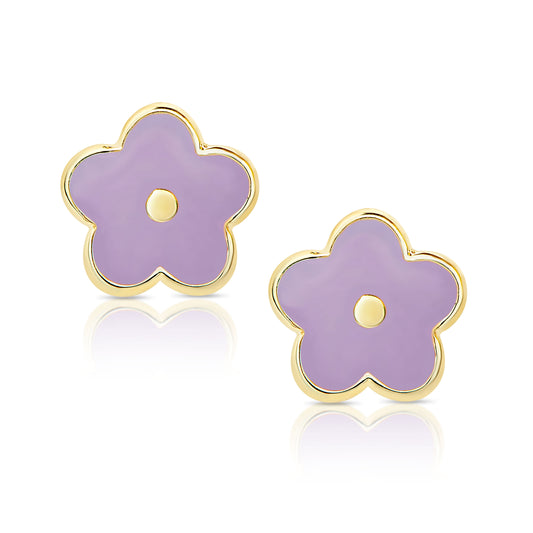 Lily Nily Flower Stud Earrings - Purple