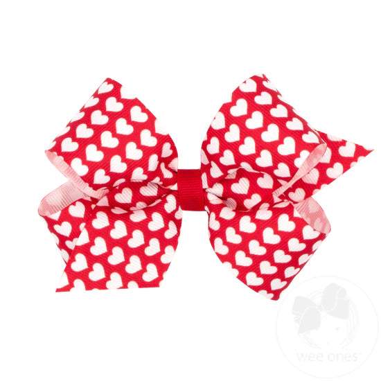 Wee Ones Medium Valentine Heart Print Bow