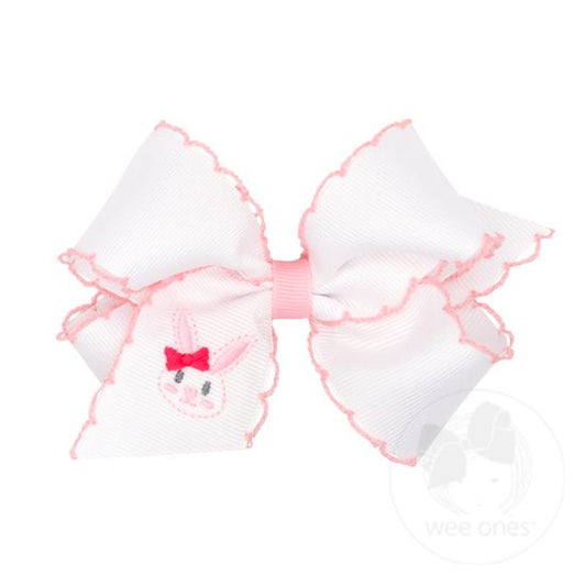 Wee Ones Medium Bunny Face w/Pink Moonstitch Bow