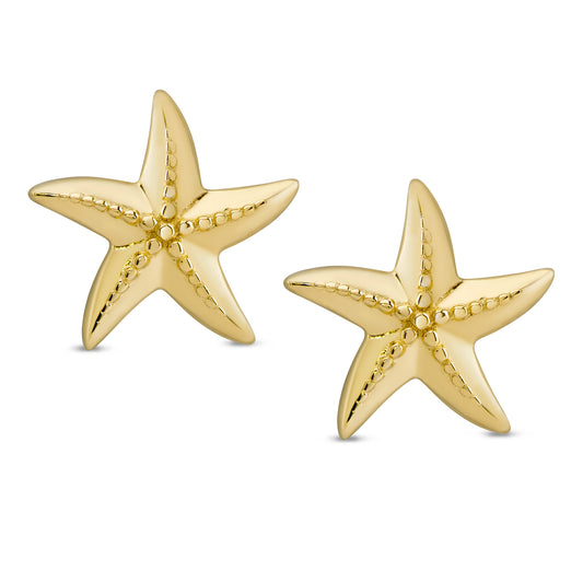 Lily Nily Starfish Stud Earrings in 18K Gold over SS