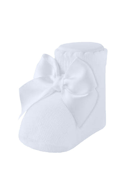 Carlomagno Newborn Bow Socks - White