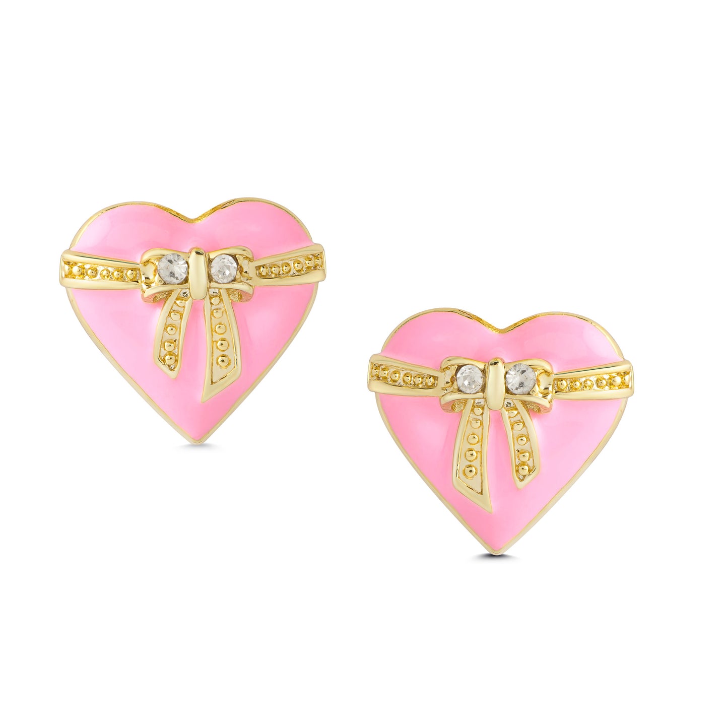 Lily Nily Heart &  Ribbon Bow Stud Earrings