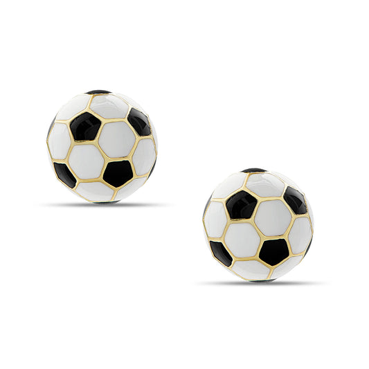Lily Nily 3D Soccer Ball Stud Earrings - Black