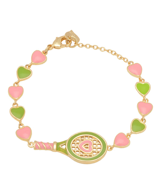 Lily Nily Tennis Racket & Hearts LInk Bracelet